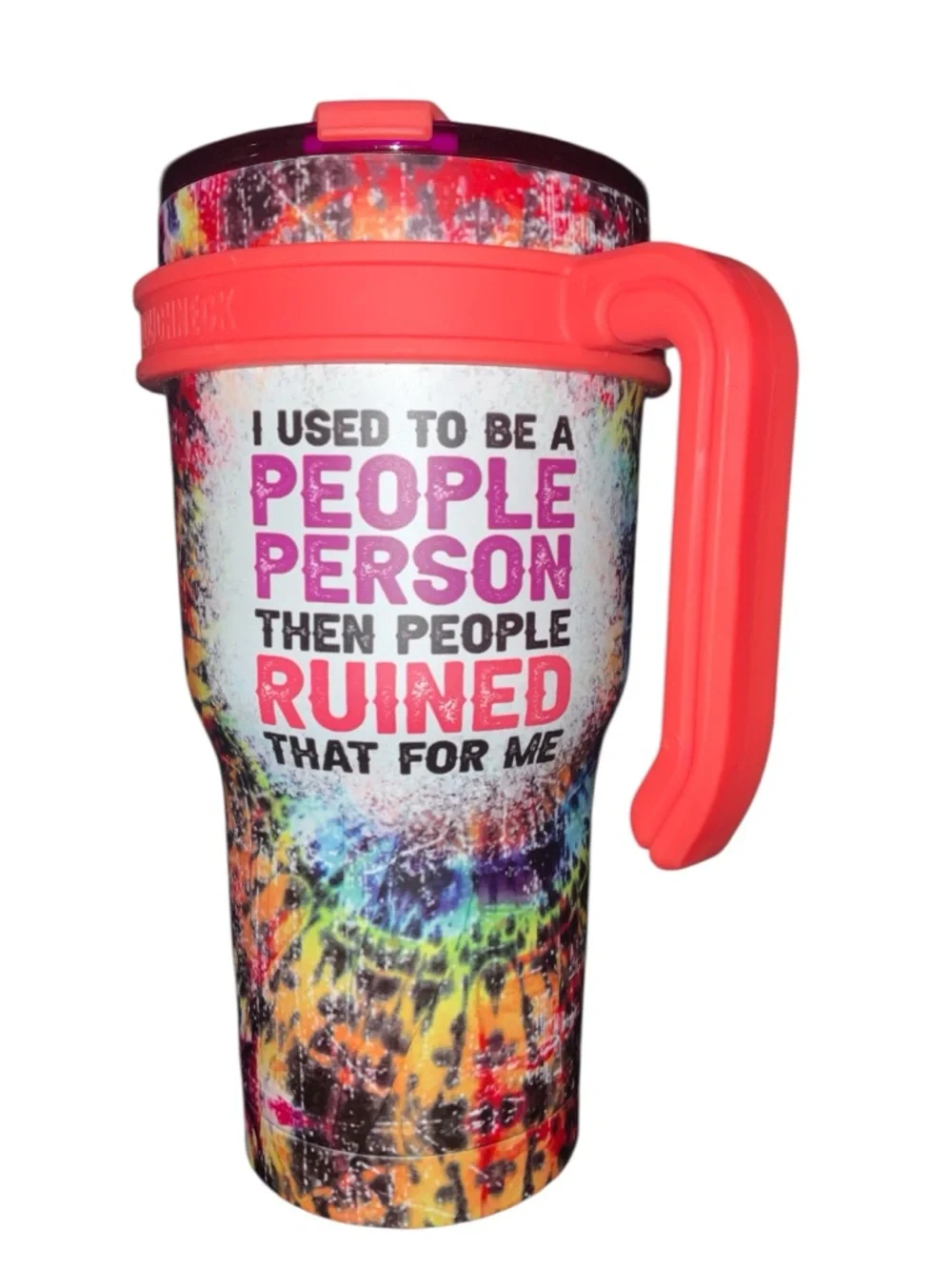 30oz Insulated Tumbler with Quote Tie Dye Travel Mug w/ Handle Lid